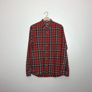 slim fit jcrew button down red green plaid